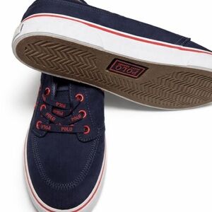 Polo Ralph Lauren Navy Canvas Sneakers with Red Accents